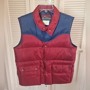 VTG Down Designs Kmart Puffer Duck Down Vest Jacket Reversible Tan Mens Medium